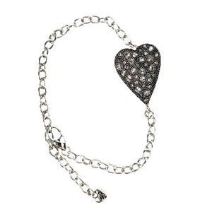 BRIGHTON GLISTEN HEART Clear Crystal Silver Bracelet Reversible JF8131 NWOT $72